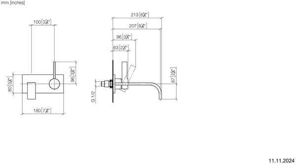 Wandmischer-Endmontageset Dornbracht Mem platin mit Luftsprudler image number 1