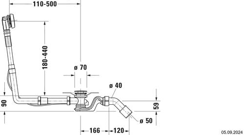 Wannengarnitur Duravit, Ab- und &Uuml;berlauf Verchromt