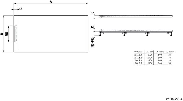 Duschenwanne Laufen Pro S Superflach 150 x 90 cm betongrau matt image number 1