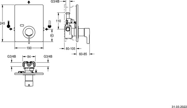 Duschenmischer-Endmontageset KWC F5LT2007 Verchromt image number 1
