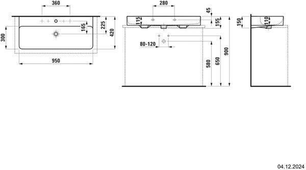Auflegewaschtisch Laufen Val 95 x 42 cm Weiss image number 1