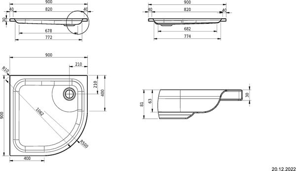 Receveur de douche d'angle Schmidlin Beige bahama Cleaneffekt Fond antid&eacute;rapant Antigliss Pro image number 1