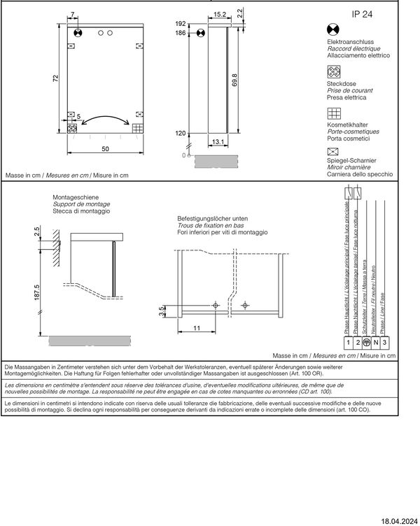 Spiegelschrank Sidler Essenza LED TW weiss Lichtfarbe stufenlos verstellbar 2000-6500 K image number 1
