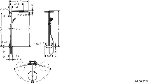 Showerpipe Hansgrohe Raindance Select 300 verchromt image number 1
