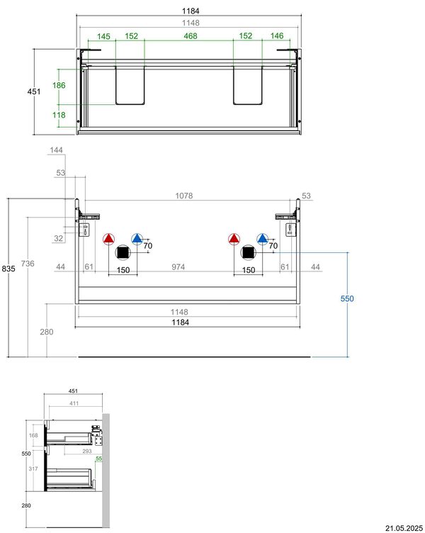 Waschtischm&ouml;bel Alterna dinea S Weiss hochglanz image number 1