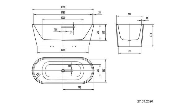 Baignoire Kaldewei Meisterst&uuml;ck Classic Duo Oval Blanc Fond antid&eacute;rapant Invisible Grip image number 1