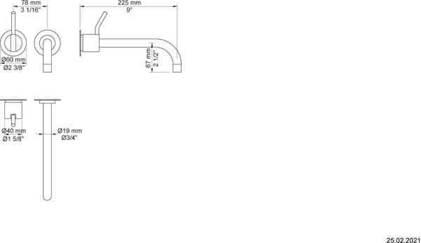 Wandmischer-Endmontageset Vola Weiss matt image number 1