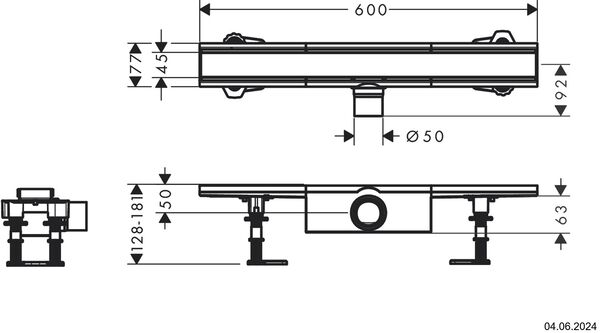 Duschrinne Hansgrohe Raindrain Compact Edelstahl gebürstet image number 1