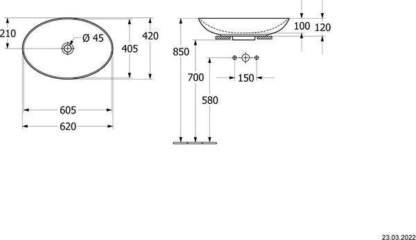 Auflegewaschtisch Villeroy & Boch Loop & Friends Almond matt Cleaneffekt image number 1