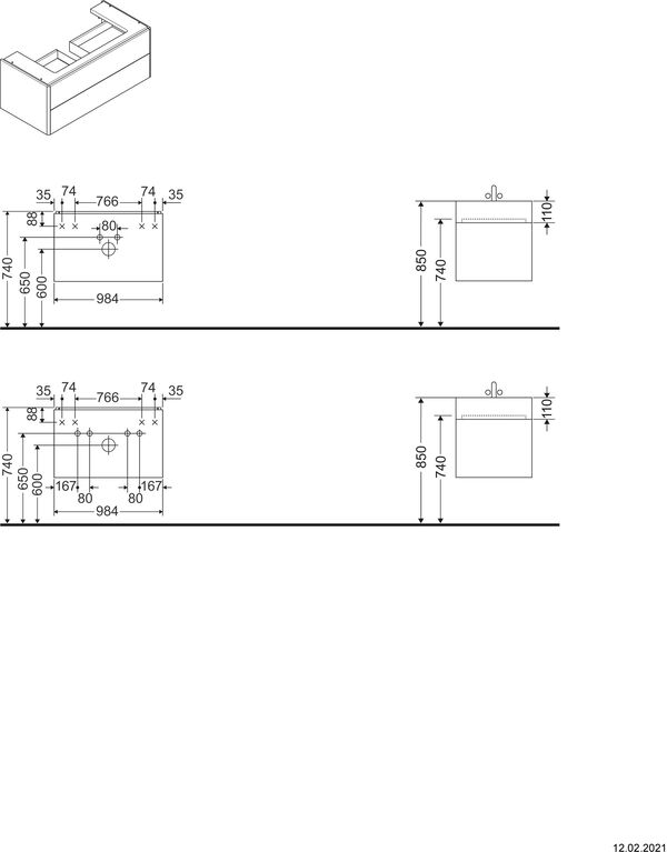 Meuble sous-lavabo Duravit XSquare Blanc satin&eacute; mat image number 1