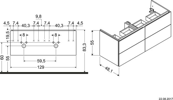 Waschtischmöbel L-Cube graphit supermatt image number 1