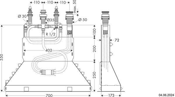 Grundkörper Hansgrohe für 4-Loch Armaur image number 1