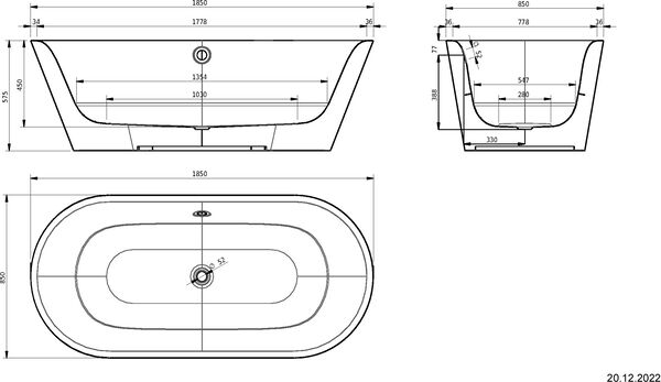 Badewanne Schmidlin Sella Shape - freistehend weiss image number 1