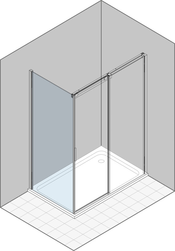 Cloison lat&eacute;rale Duka Acqua 5000 new Couleur acier inoxydable Verre clair ProCare, s&eacute;rigraphie noir au-dessus image number 0