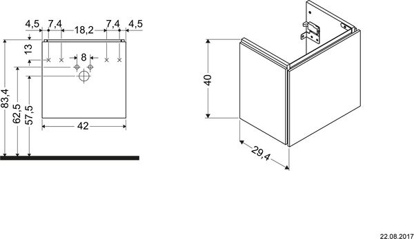 Waschtischmöbel L-Cube Nussbaum gebürstet image number 1