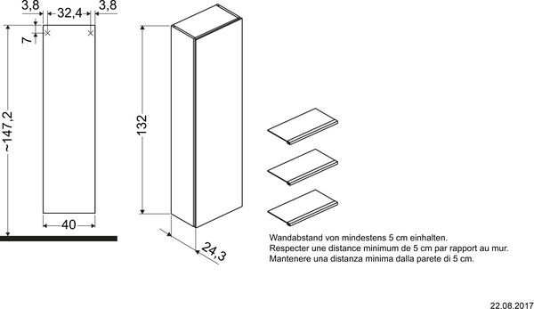 Armoire latérale L-Cube gris béton mat image number 1
