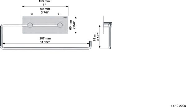Support pour rouleaux de papier Vola, T13L acier inoxydable mat image number 1
