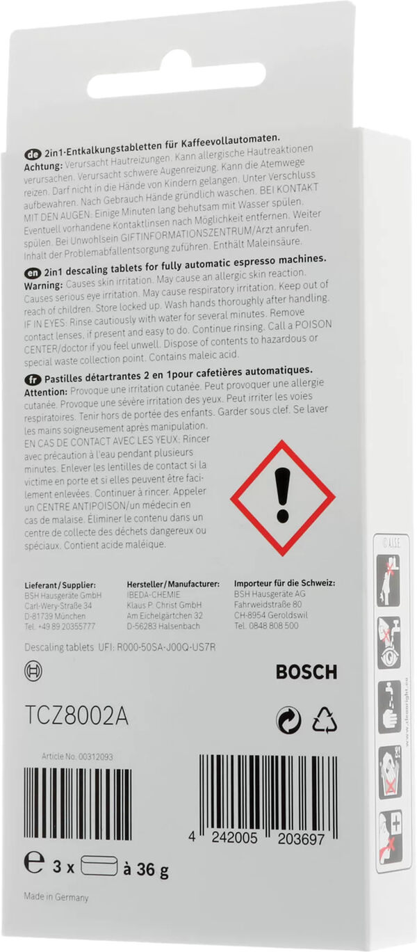 Bosch Pastiglie decalcificanti KVA image number 1
