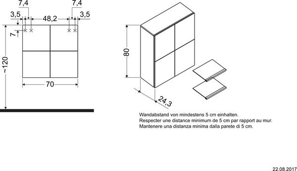 Armoire latérale L-Cube chêne foncé brossé image number 1