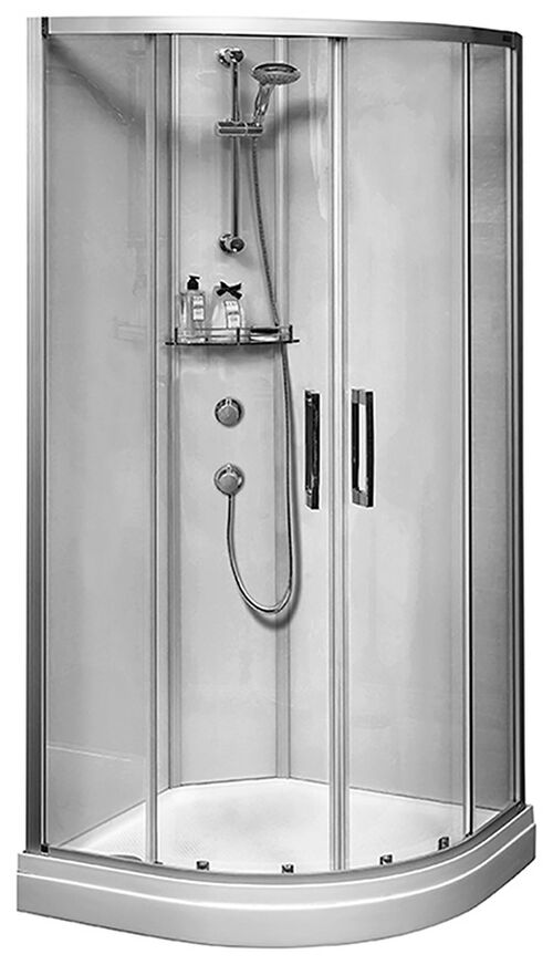 Cabine de douche complète Duscholux Cabinet Round (Optima C ) argent éloxé Verre clair