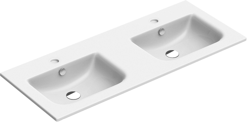 nanamomo1225① Doppelwaschtisch Alterna modena S 125 x 50 cm Weiss Cleaneffekt